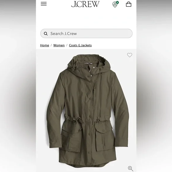 J. Crew Dark Green Hooded Parka - Picture 1 of 6